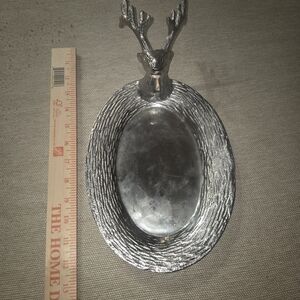 Source Unknown Silver Antler Oval Tray